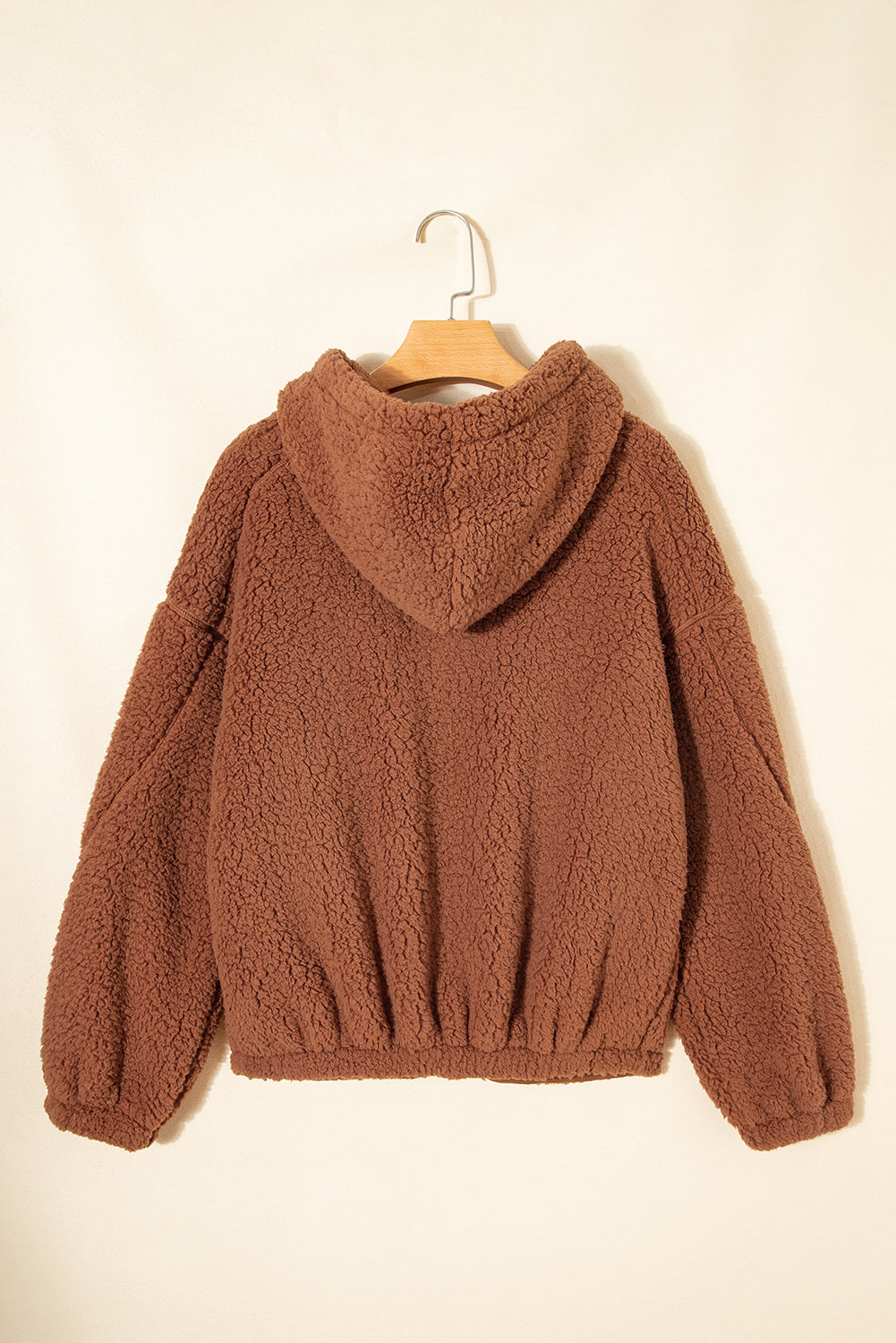 Straw Yellow Zip Up Hooded Sherpa Jacket