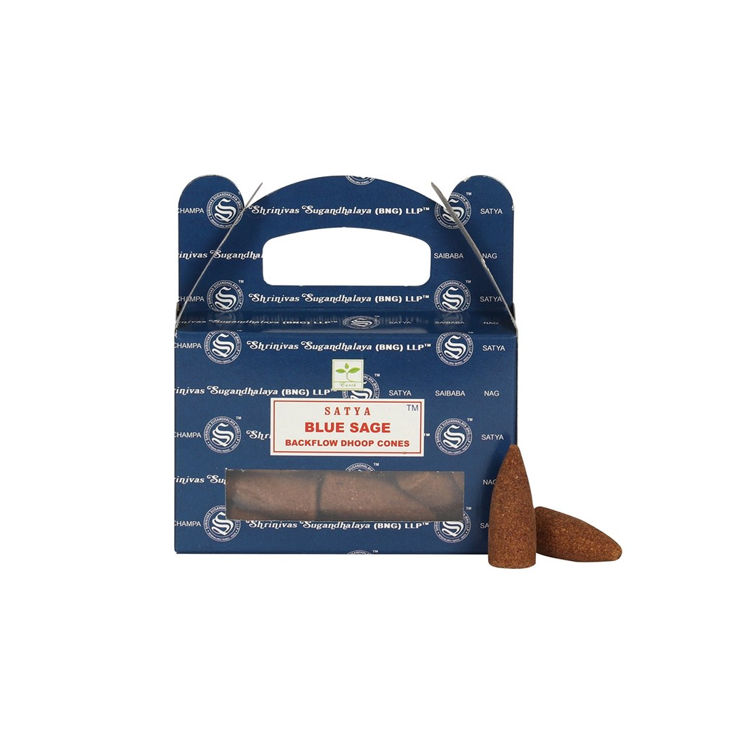 Set of 6 Blue Sage Backflow Incense Dhoop Cones by Satya (6/30)