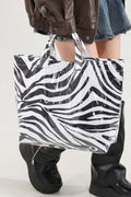 White Zebra Print Travel Tote Bag