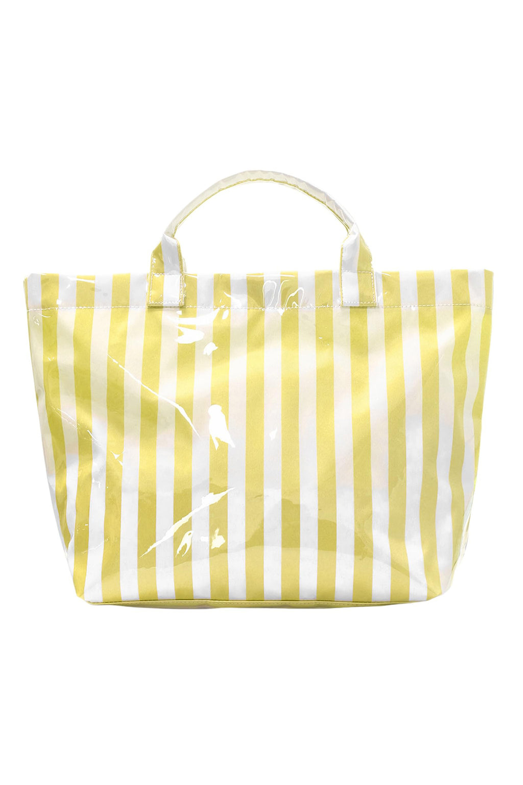 Yellow Cream Glossy Striped Vinyl Large Tote Bag (Color Varied)