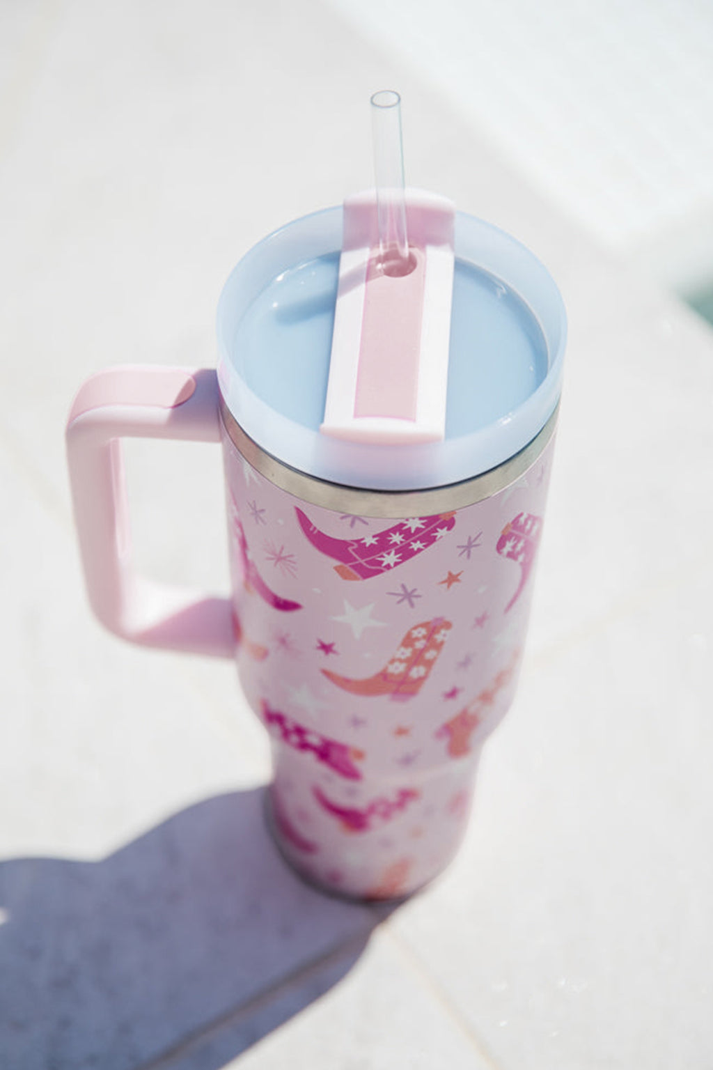 Sachet Pink Western Boot Tumbler with Straw 40oz