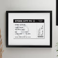 Personalised Football Ticket Black Poster Frame
