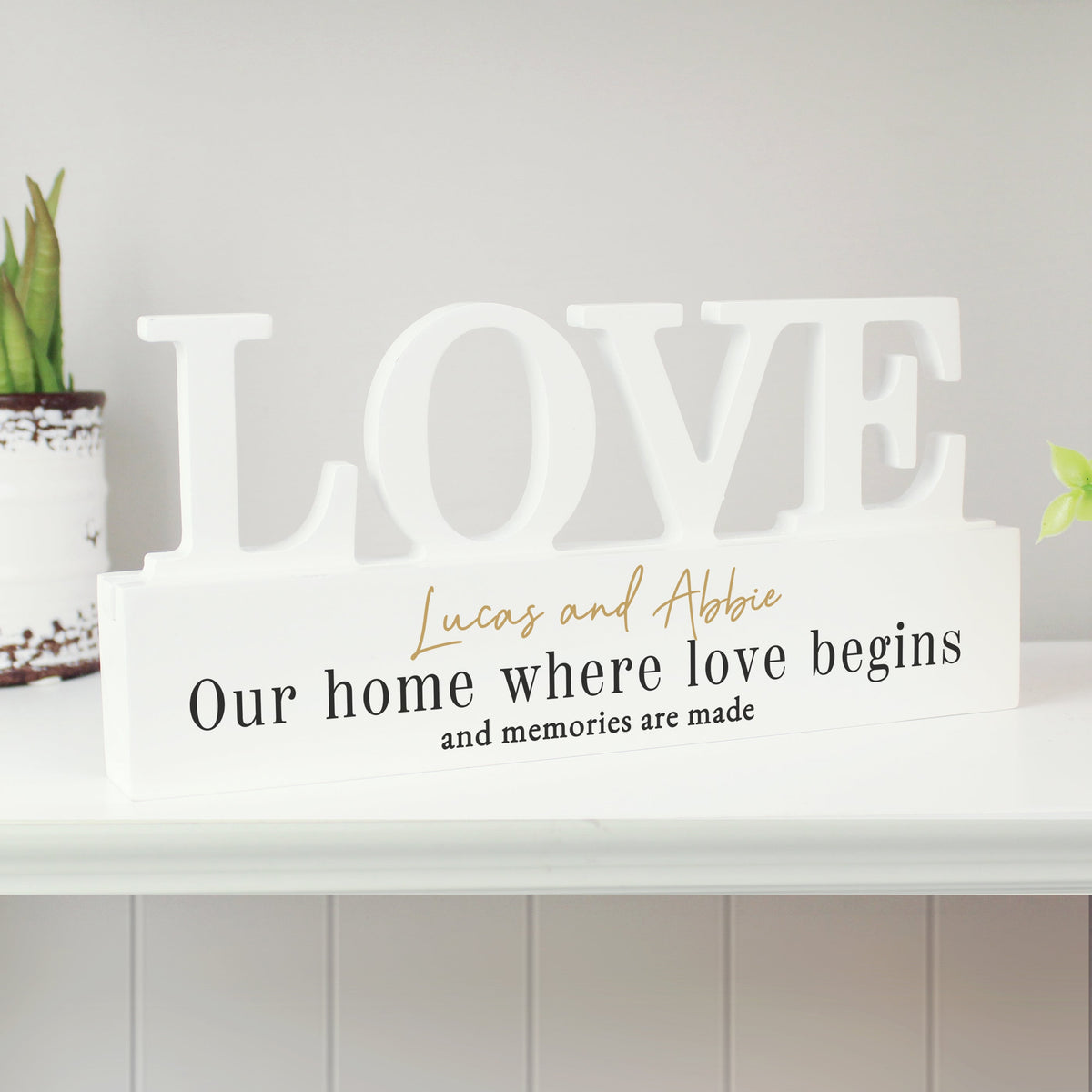 Personalised Black & Gold Free Text LOVE Word Plaque