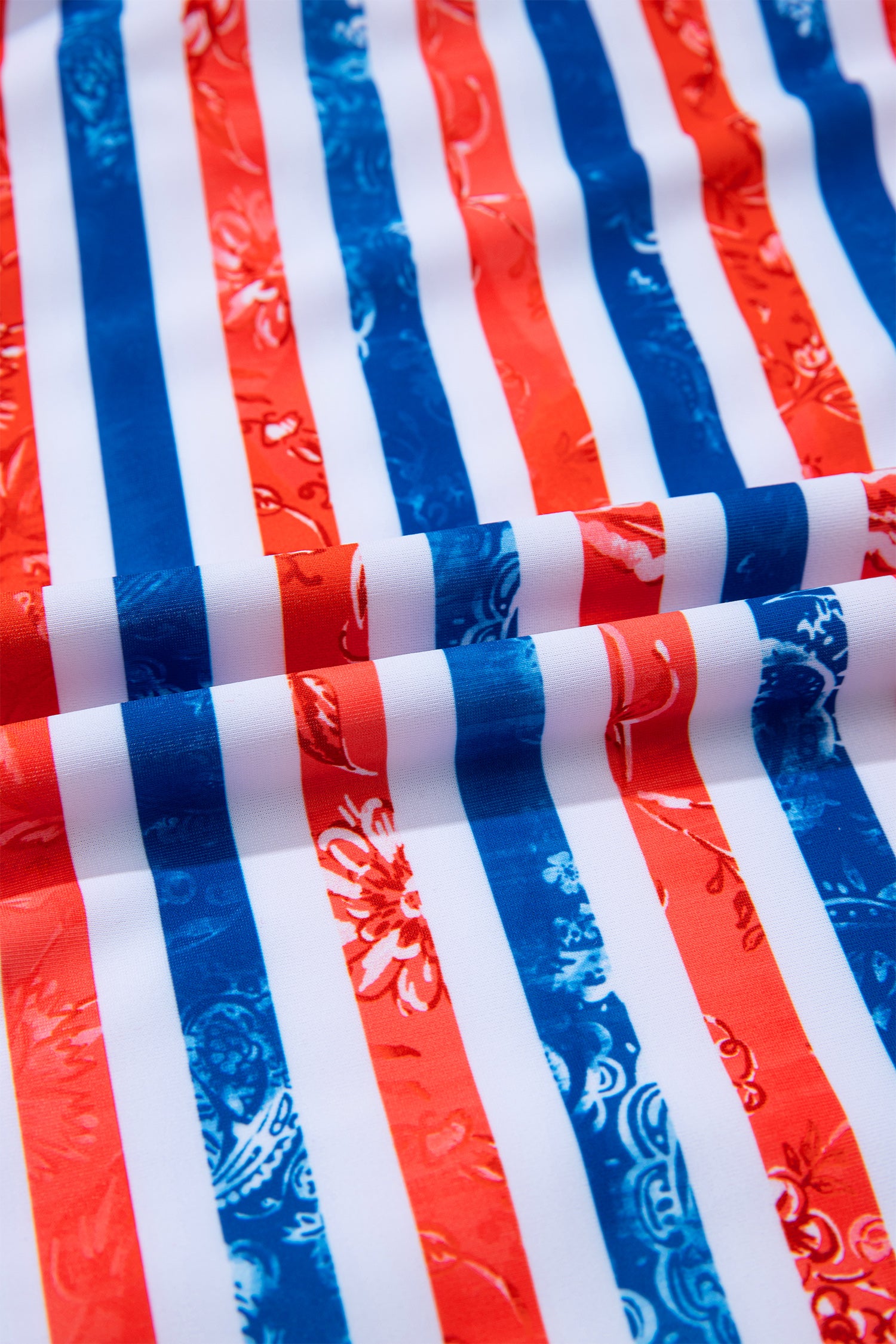 Red July 4th Stripes Impression Cutout Spaghetti Straps One Piece Swimsuit