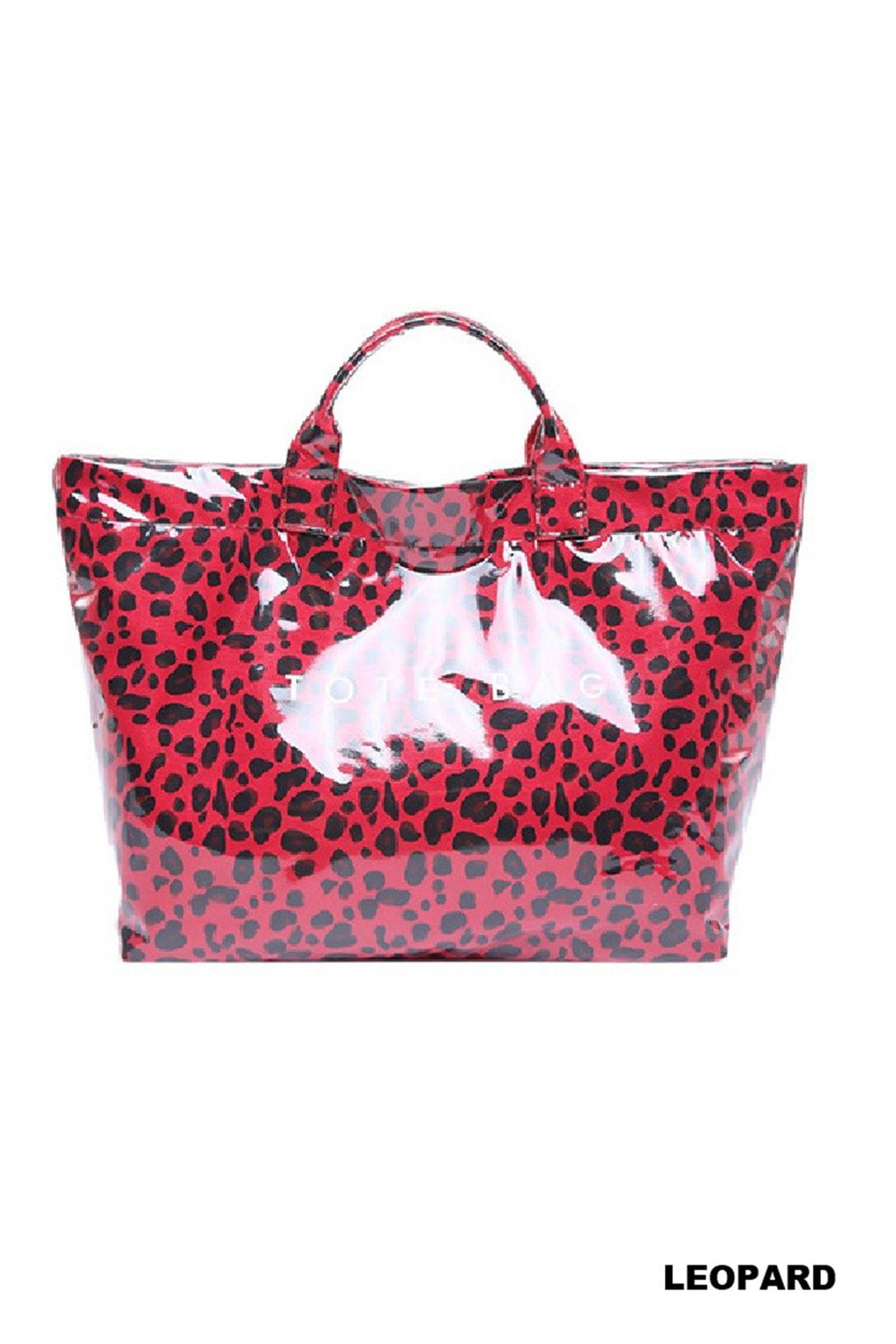 Fiery Red Leopard Print Travel Tote Bag