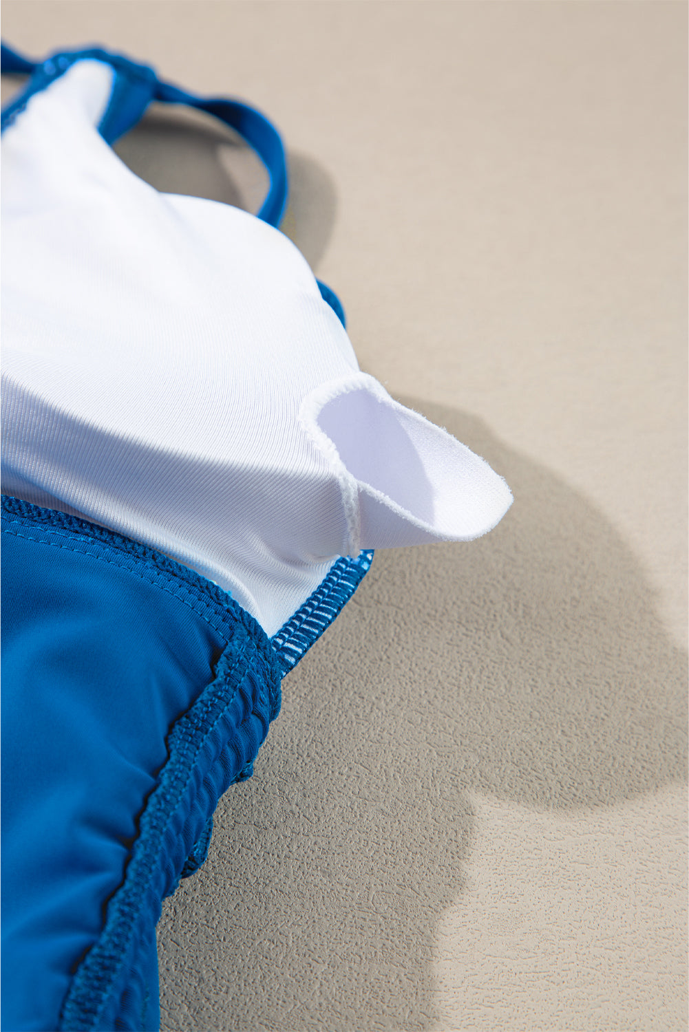 Prussian Blue Drawstring Tummy Control Mix-and-match 2pcs Tankini Swimsuit