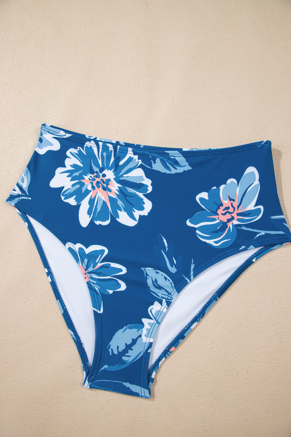 Prussian Blue Drawstring Tummy Control Mix-and-match 2pcs Tankini Swimsuit