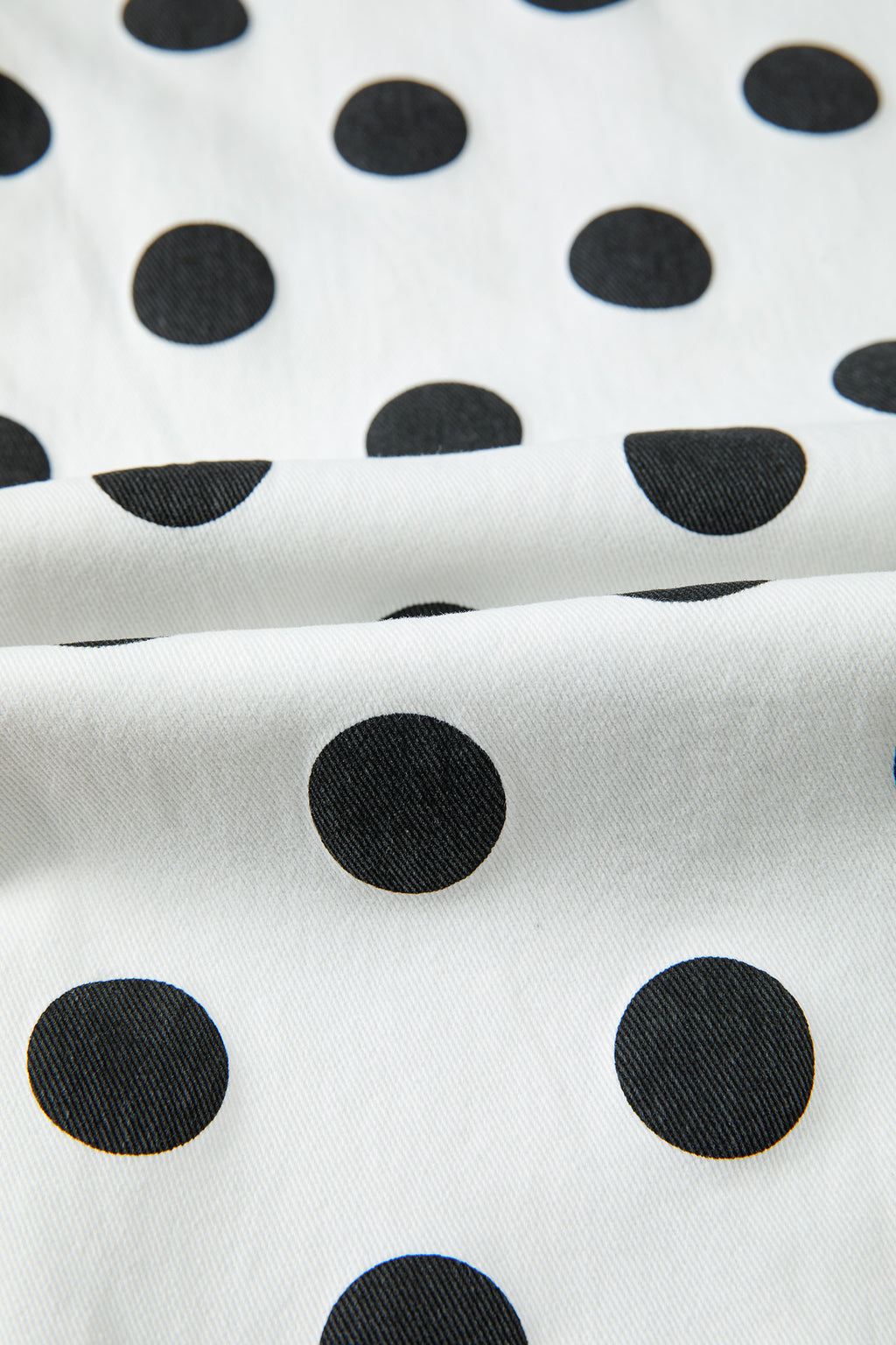 White Polka Dot Print Bow Detail Pocketed Barrel Jeans