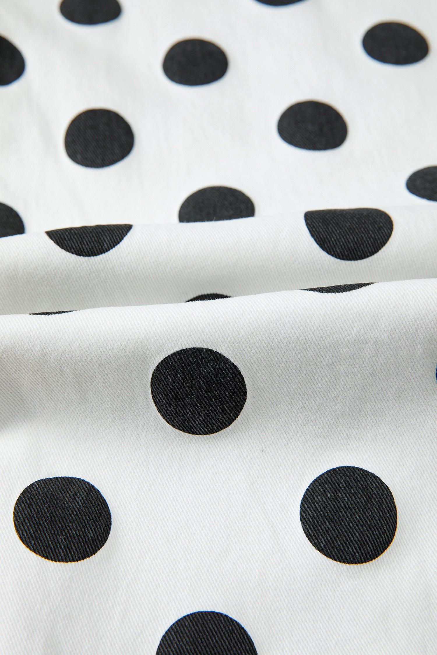White Polka Dot Print Bow Detail Pocketed Barrel Jeans