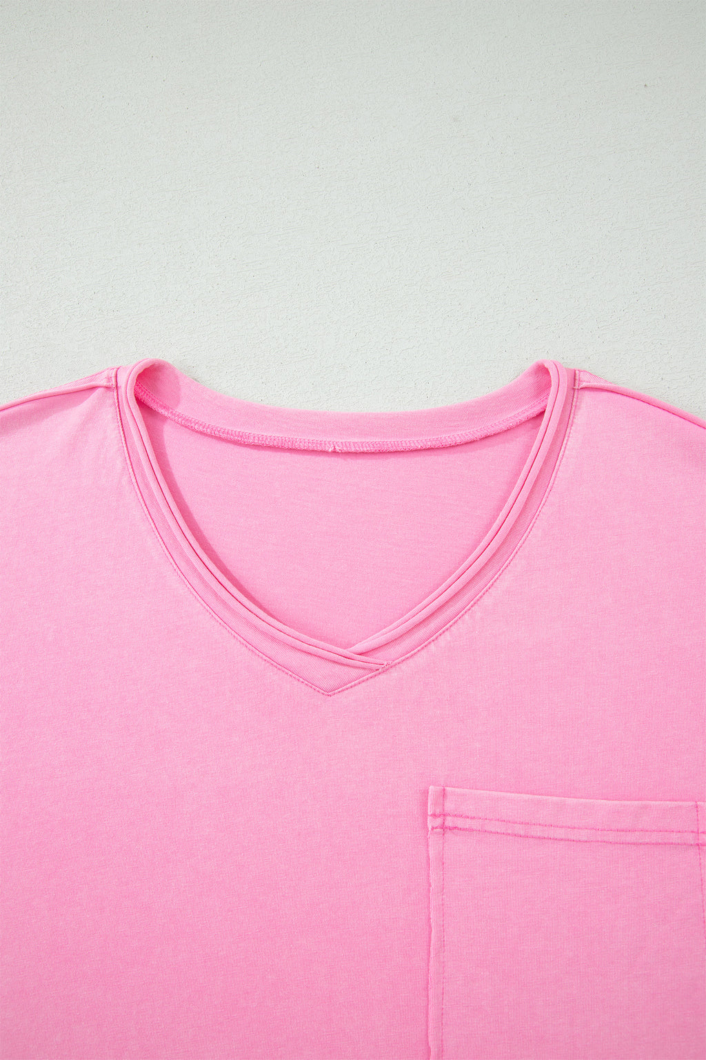 Sachet Pink Plus Size Mineral Wash Raw Edge Round Neck Tee