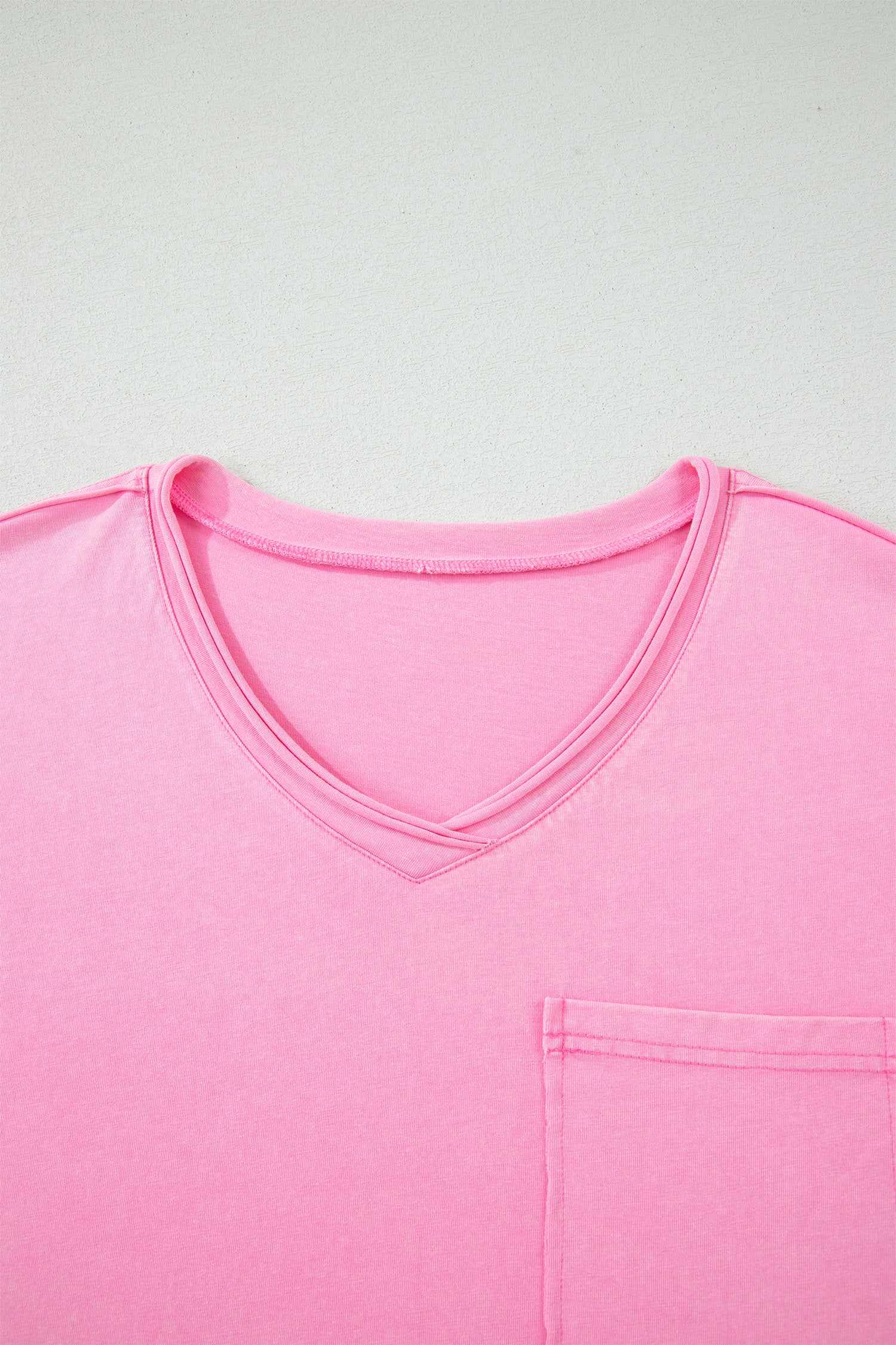 Sachet Pink Plus Size Mineral Wash Raw Edge Round Neck Tee