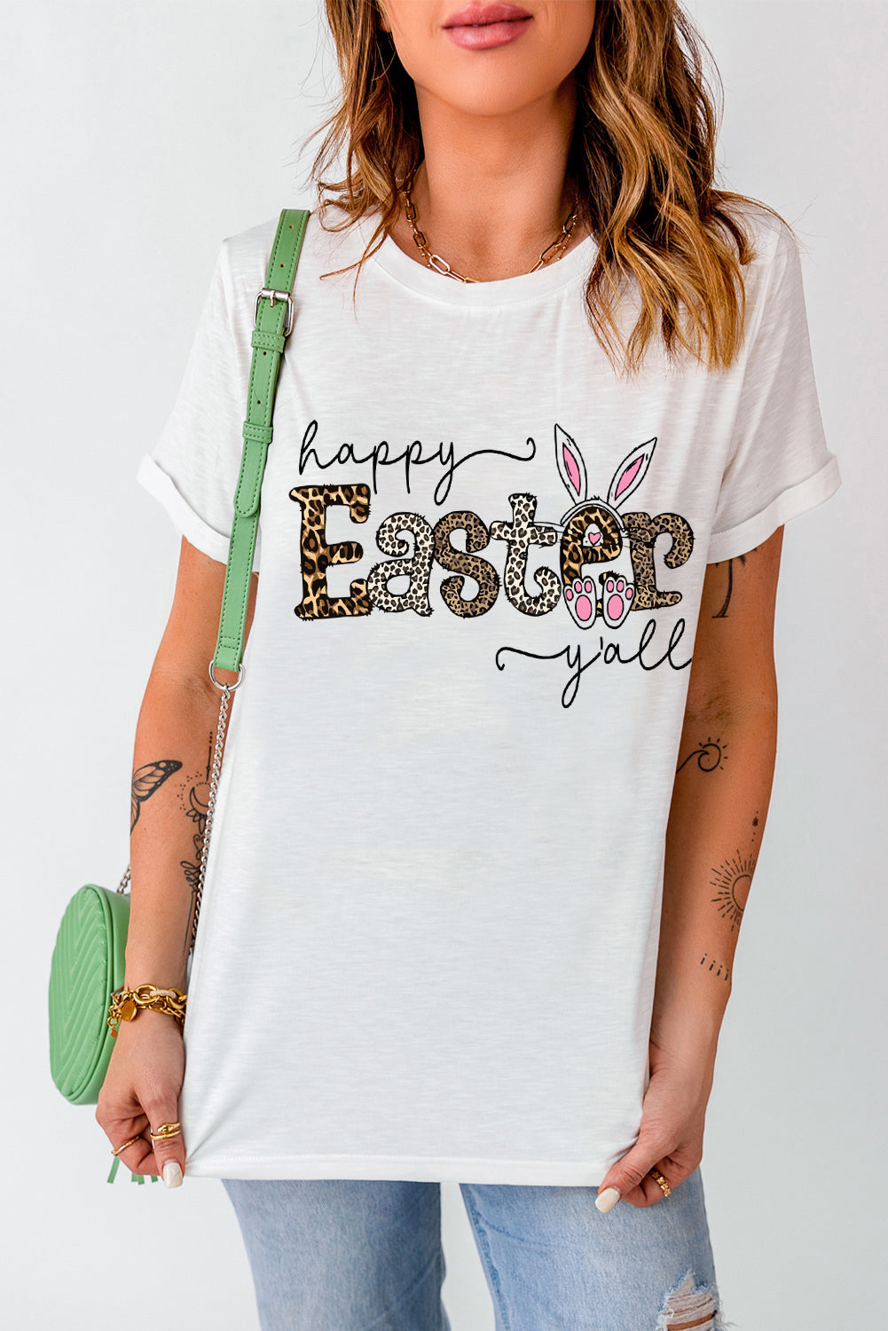 White Happy Easter yall Graphic Tee