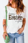 White Happy Easter yall Graphic Tee
