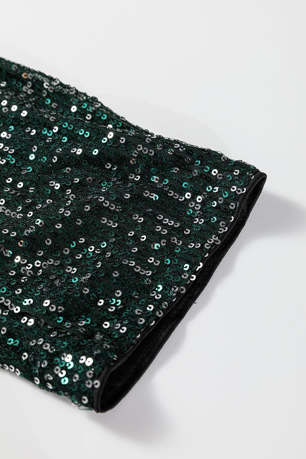 Evergreen Glitter Sequin Open Front Long Sleeve Top