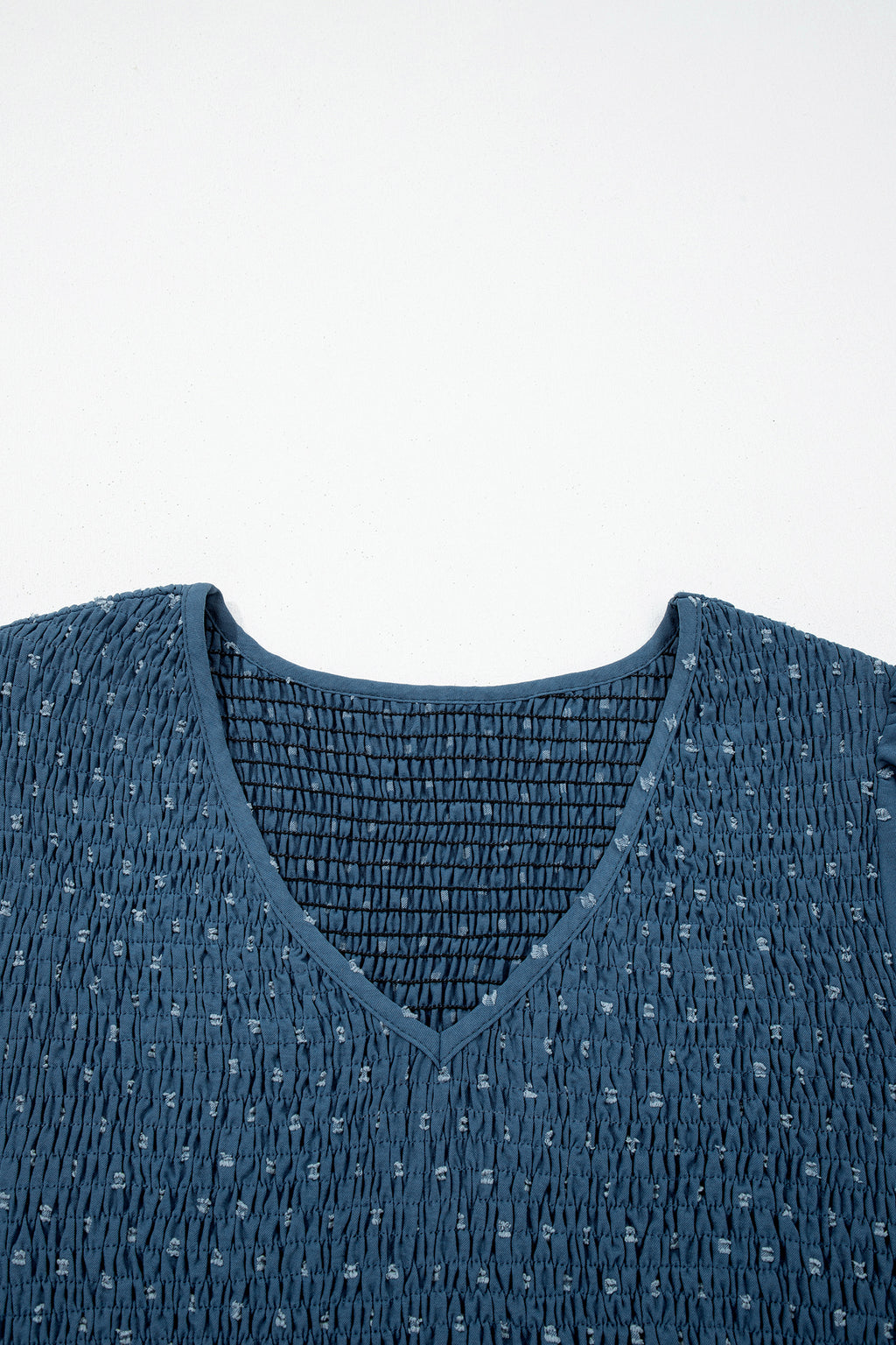 Dusk Blue Plus Size V Neck Swiss Dot Lace Patchwork Detail Flared Midi Dress