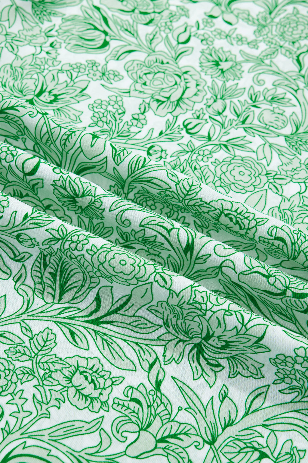 Green Plus Size Contrast Trim Flutter Sleeve Floral Kaftan Maxi Dress