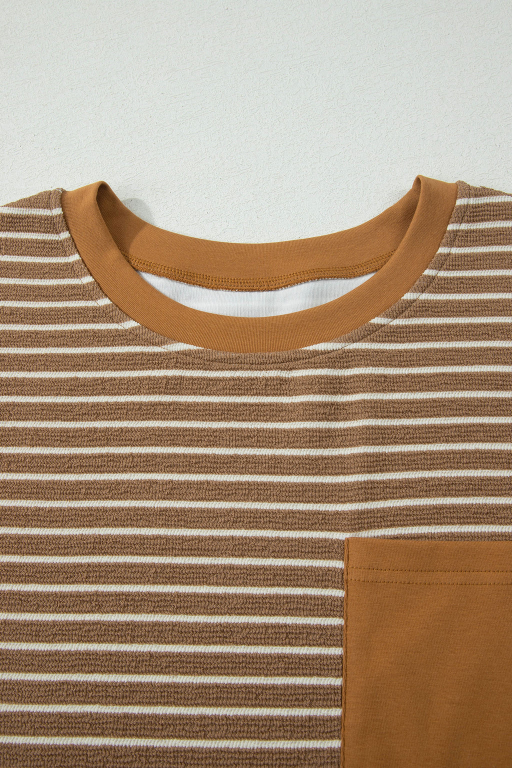 Khaki Stripe Plus Size Striped Colorblock Pocket Lounge Set