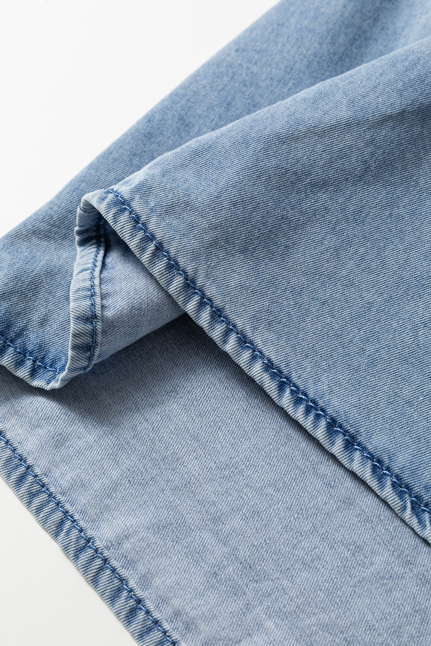 Beau Blue Ruffled Peter Pan Collar Western Denim Shirt
