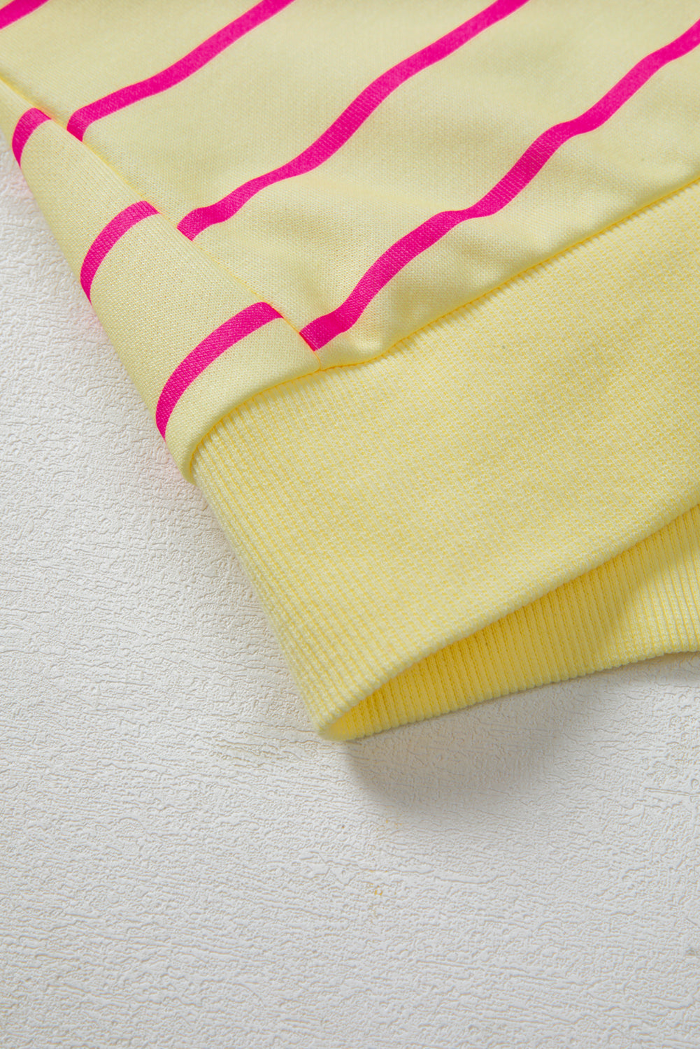 Yellow Stripe Stylish Overlap Detail Drop Shoulder Pullover Sweatshirt