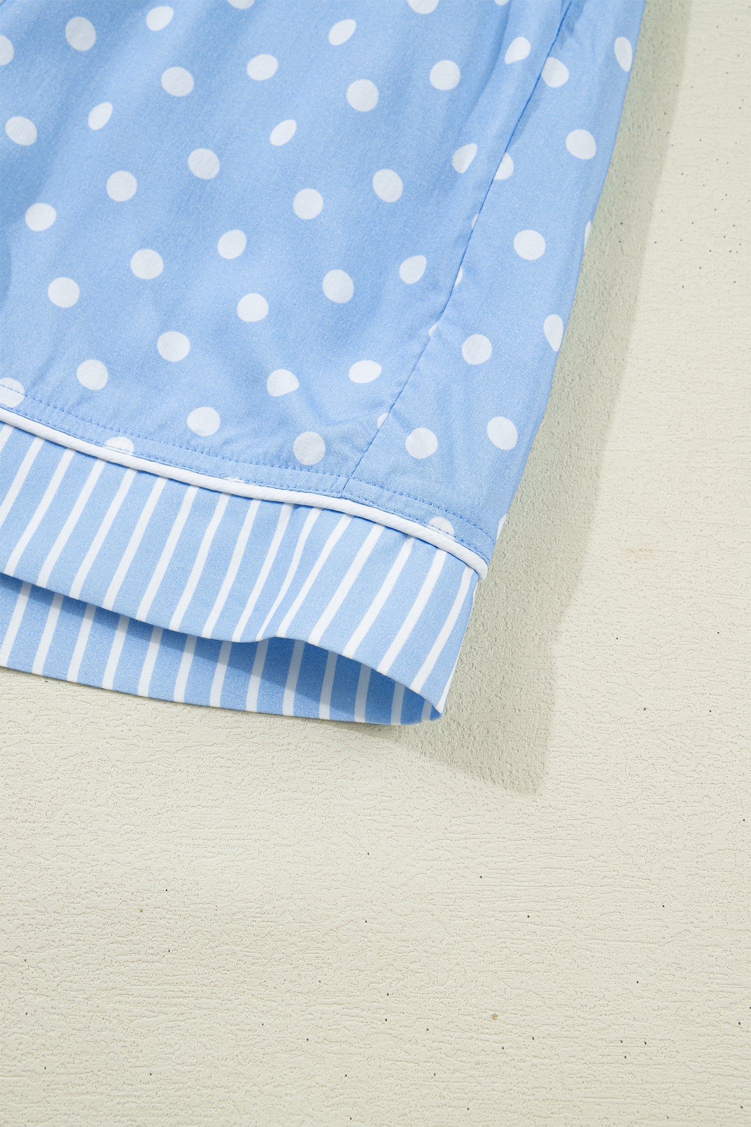 Sky Blue Dotted Print Soft Short Pajama Set