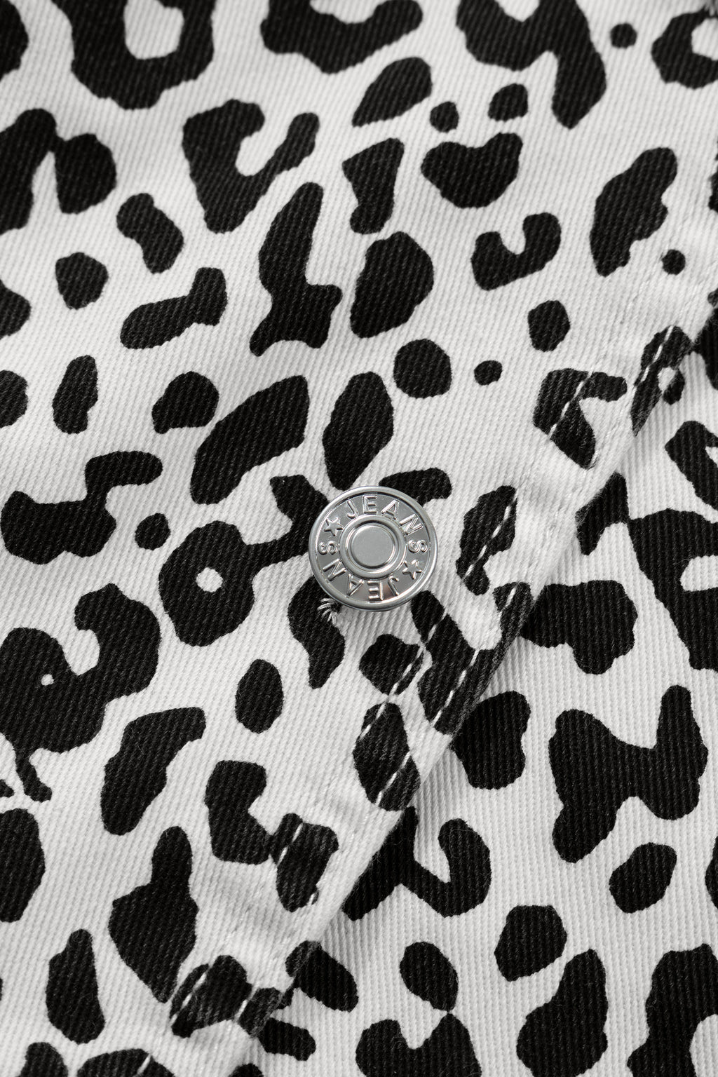 Black Leopard Print Button Overlap Denim Shorts