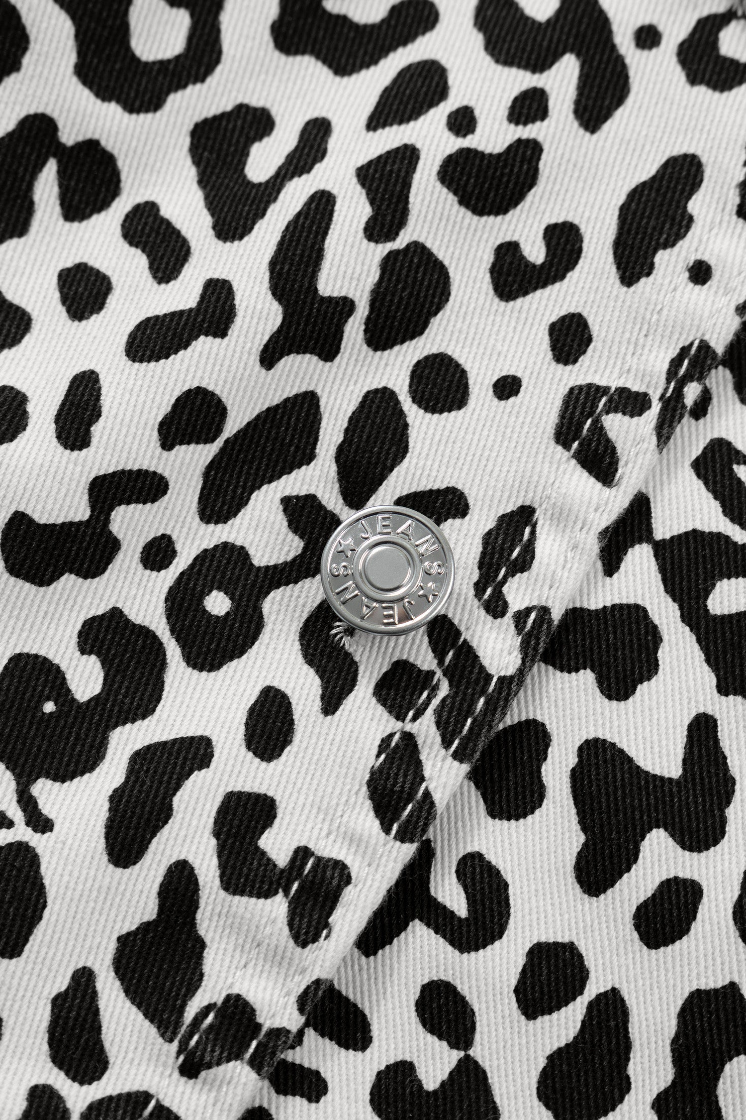 Black Leopard Print Button Overlap Denim Shorts