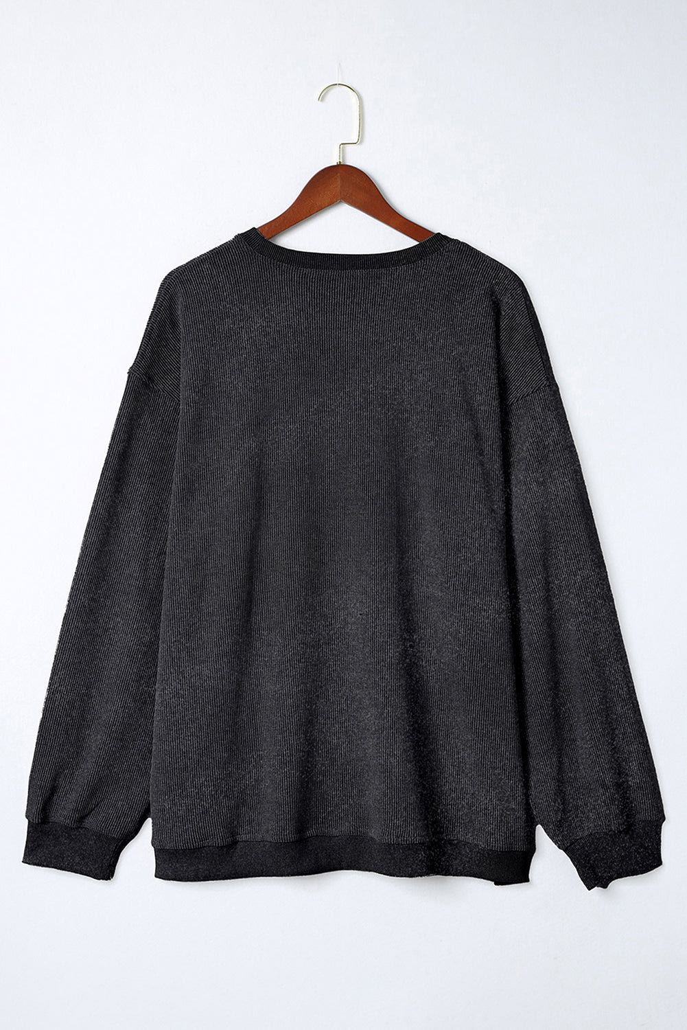 Black Sequined Nutcracker Graphic Plus Size Corded Sweatshirt