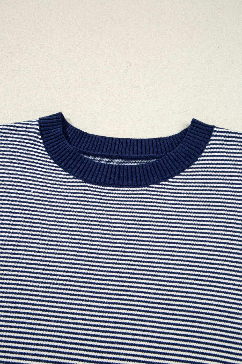 Blue Stripe Color Block Patchwork Dolman Oversize Tunic Sweater
