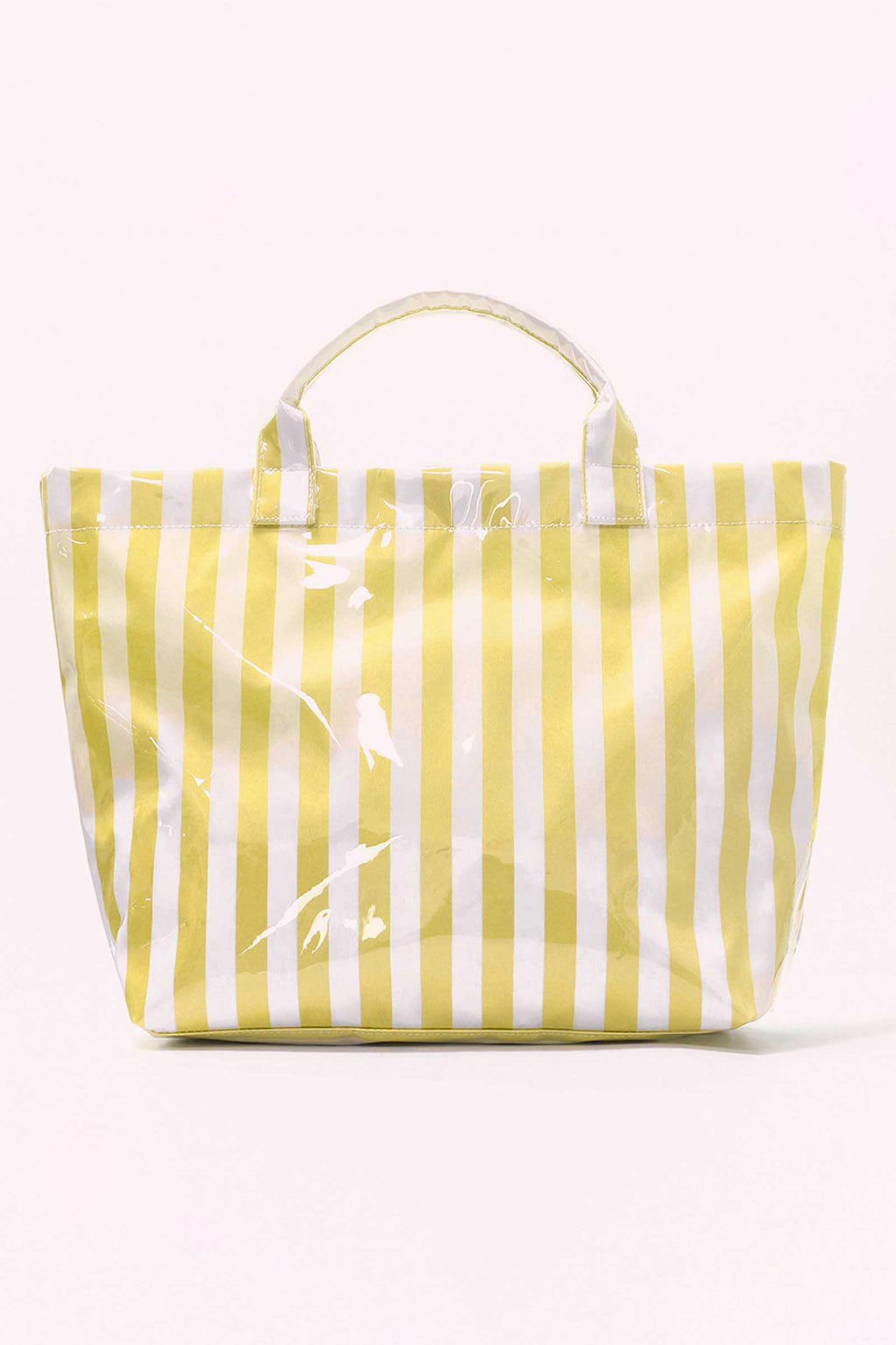 Yellow Cream Glossy Striped Vinyl Large Tote Bag (Color Varied)