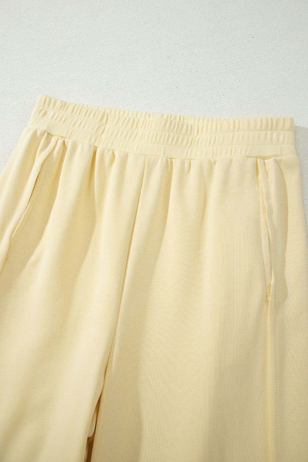 Yellow Cream Slim Ribbed Tank Top and Sweatpants Set
