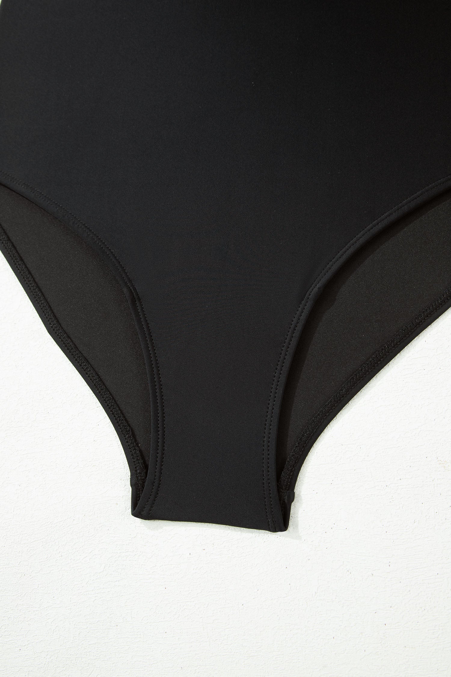 Black Contrast Trim Lace-up Back One Piece Swimsuit