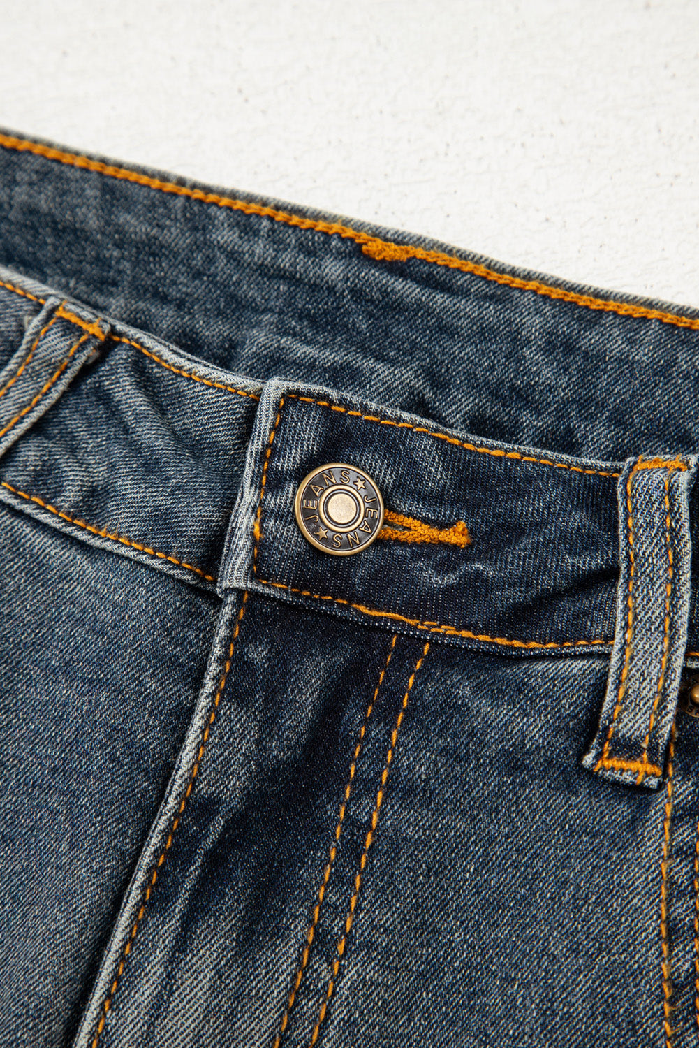 Sail Blue Exposed Stitching Loose Straight High Waist Barrel Jeans