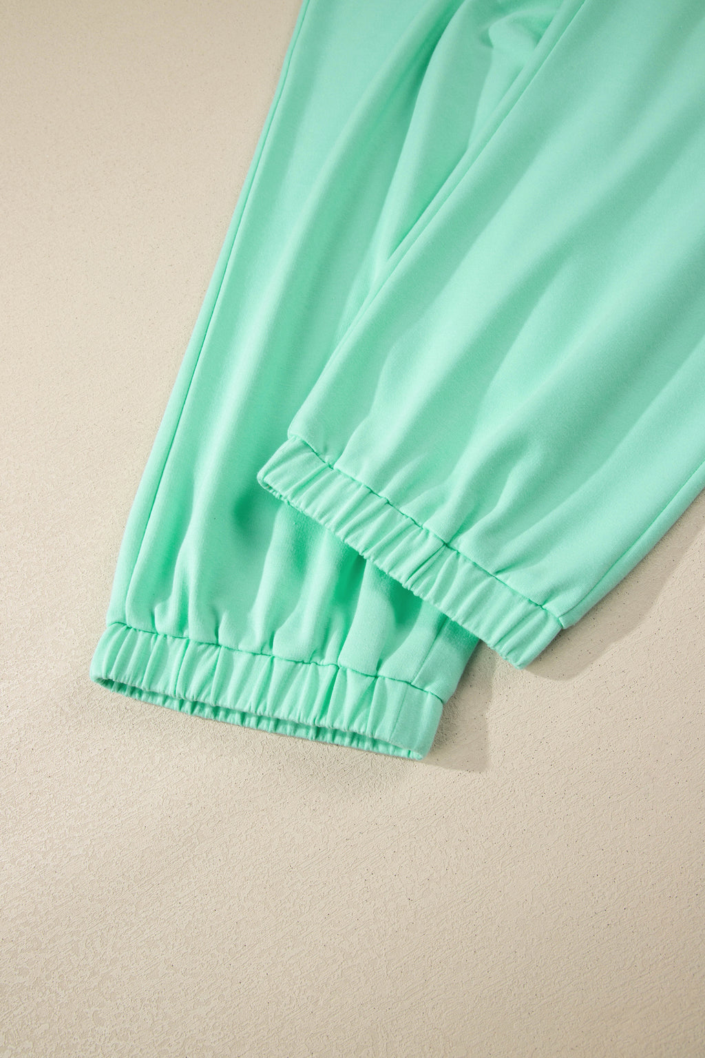 Mint Green Solid V-Neck Tee and Drawstring Plus Size Pants Set