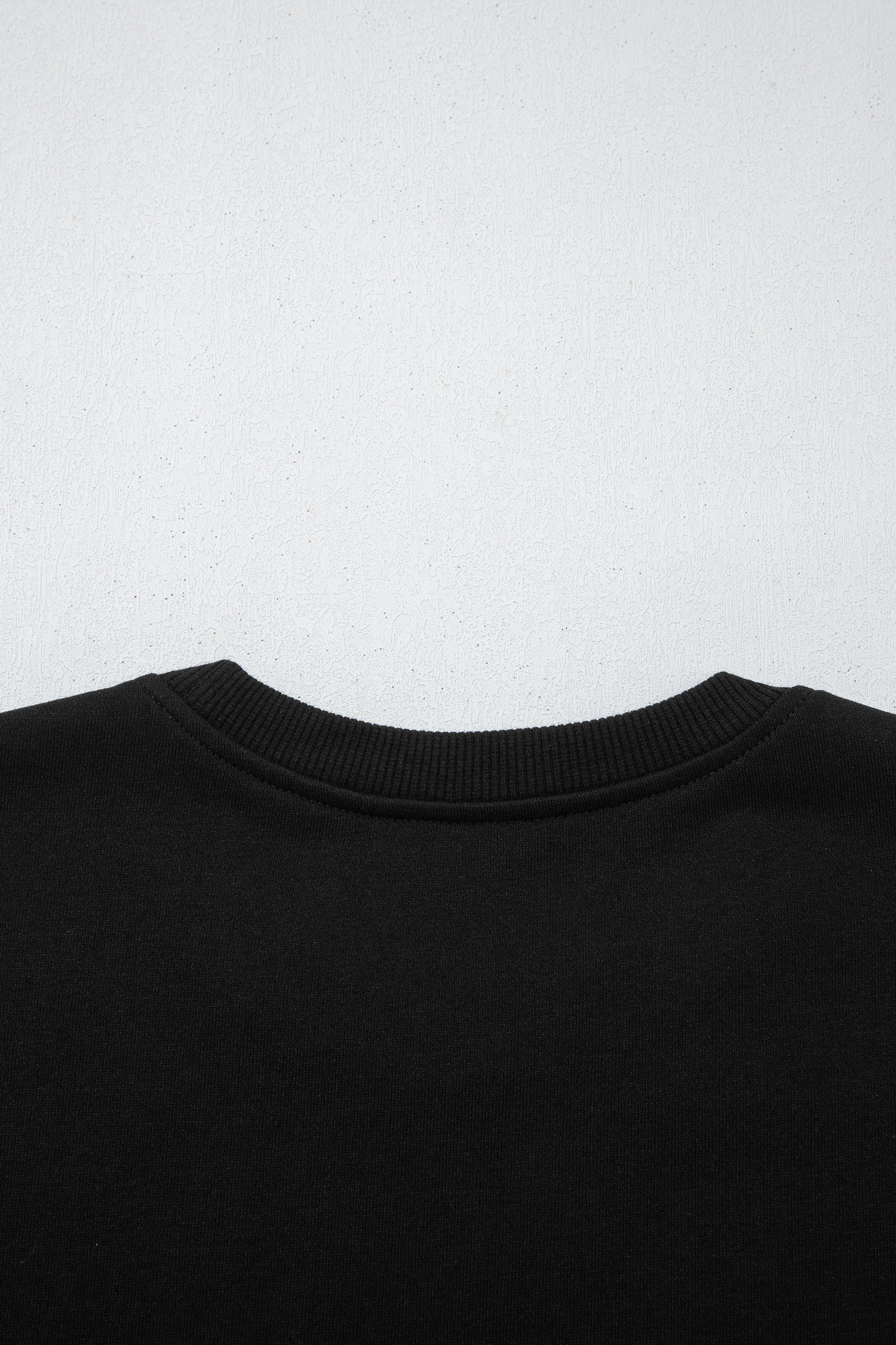Black Solid Color Oversize Slit Sweatshirt Ribbed Leggings 2pcs Set