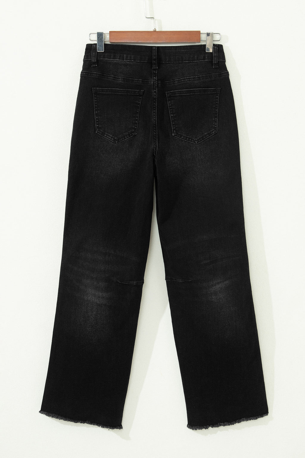 Black Frayed Cropped Barrel Jeans
