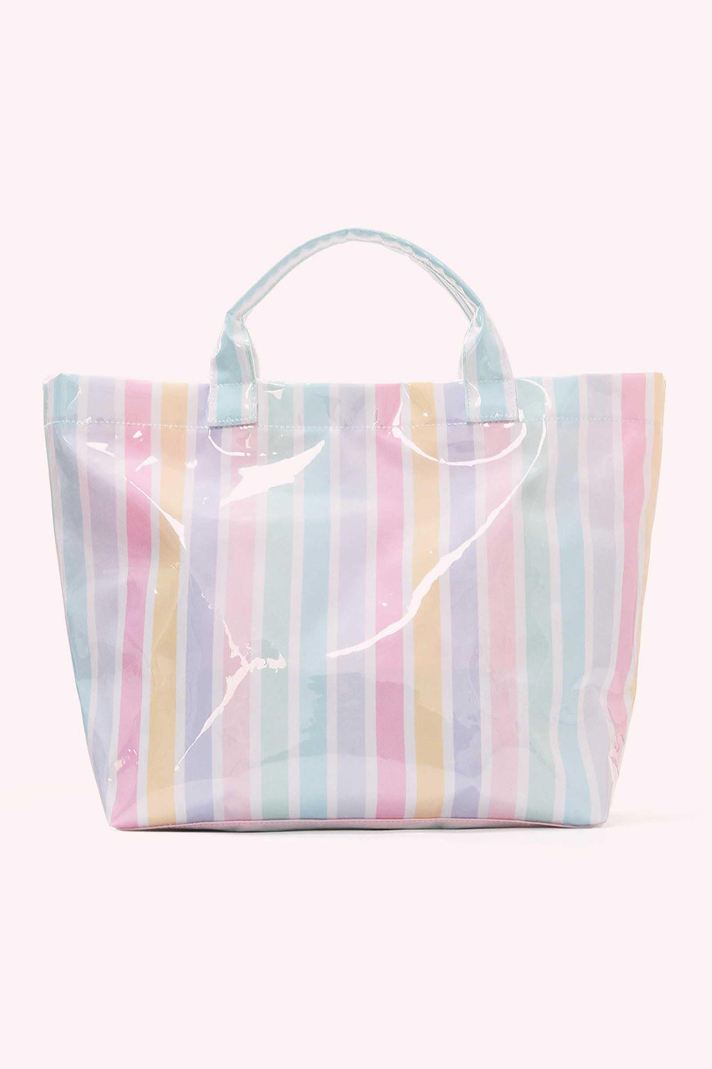 Red Glossy Striped Vinyl Large Tote Bag (Color Varied)