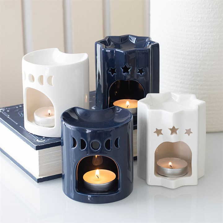 White Crescent Moon Oil Burner
