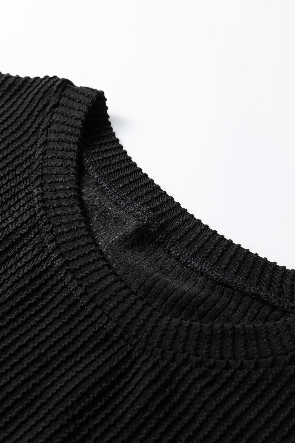 Black MERRY Corded Long Sleeve Top and Pockets Pants Set