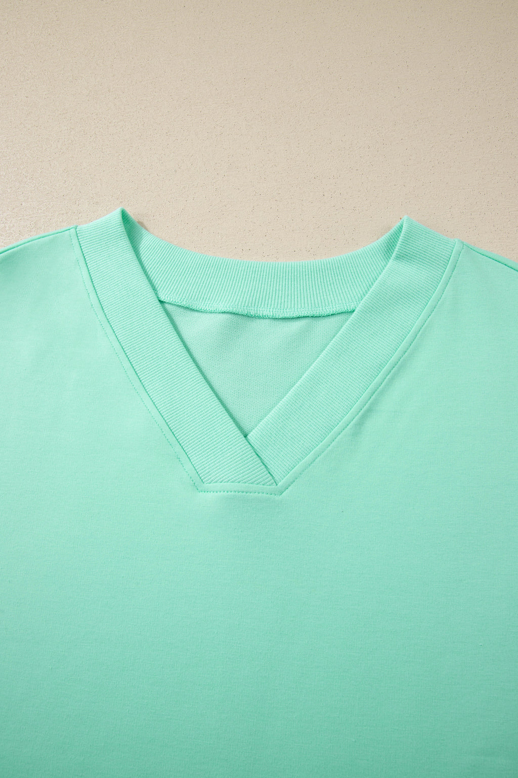 Mint Green Solid V-Neck Tee and Drawstring Plus Size Pants Set