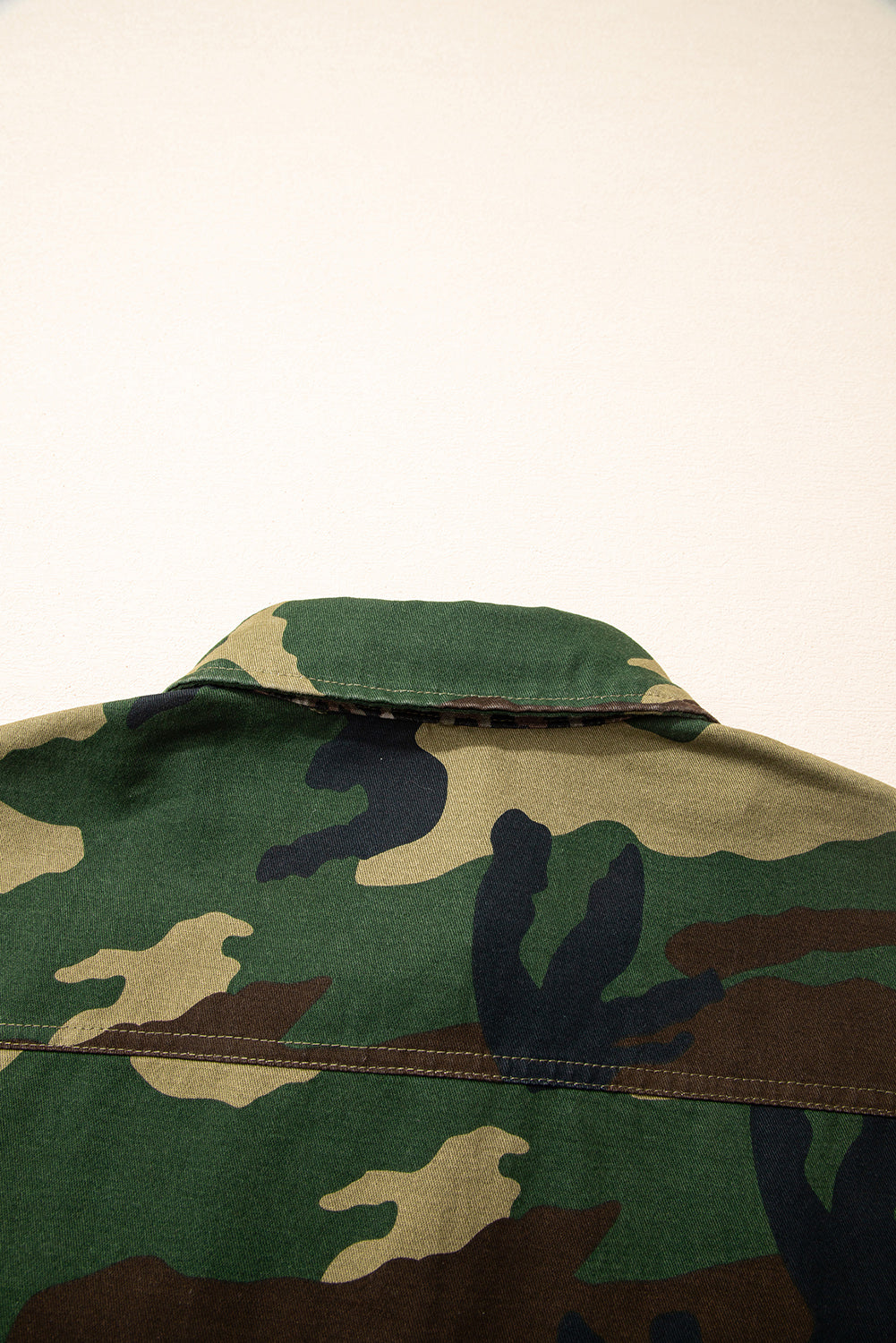 Brown Leopard Camo Patchwork Oversize Shacket
