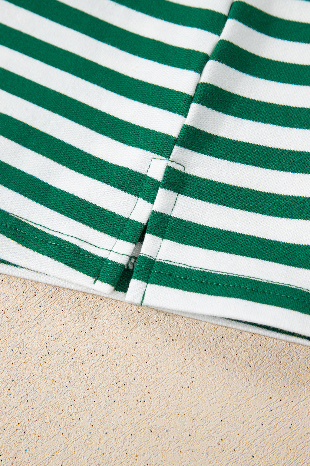 Green Stripe Boxy Tee Drawstring Elastic Waist Plus Size Short Set