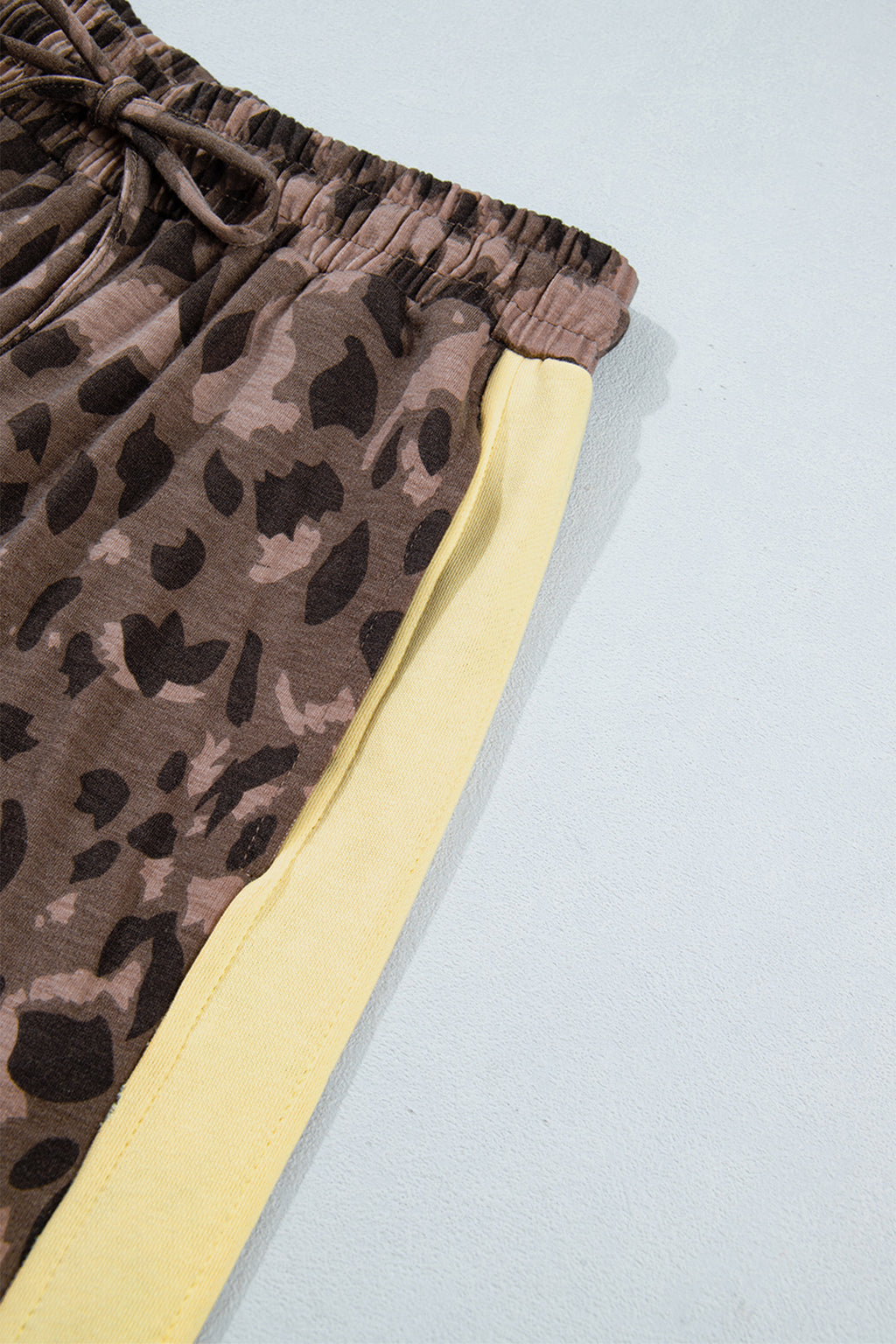 Brown Leopard Print Long Sleeve V-Neck Wide Leg Pant Set