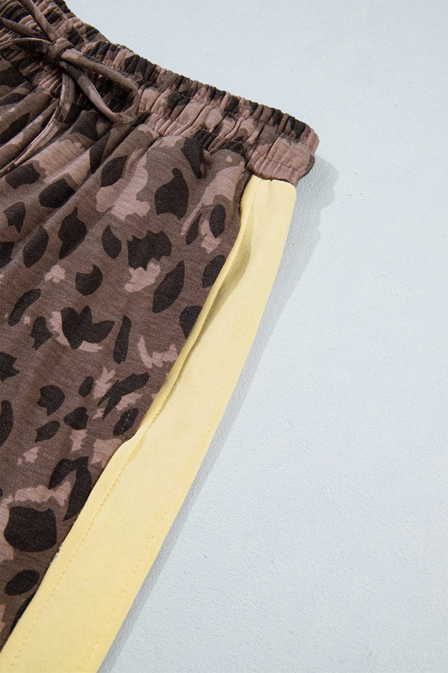 Brown Leopard Print Long Sleeve V-Neck Wide Leg Pant Set