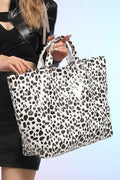 White Leopard PU Leather Water Proof Tote Bag