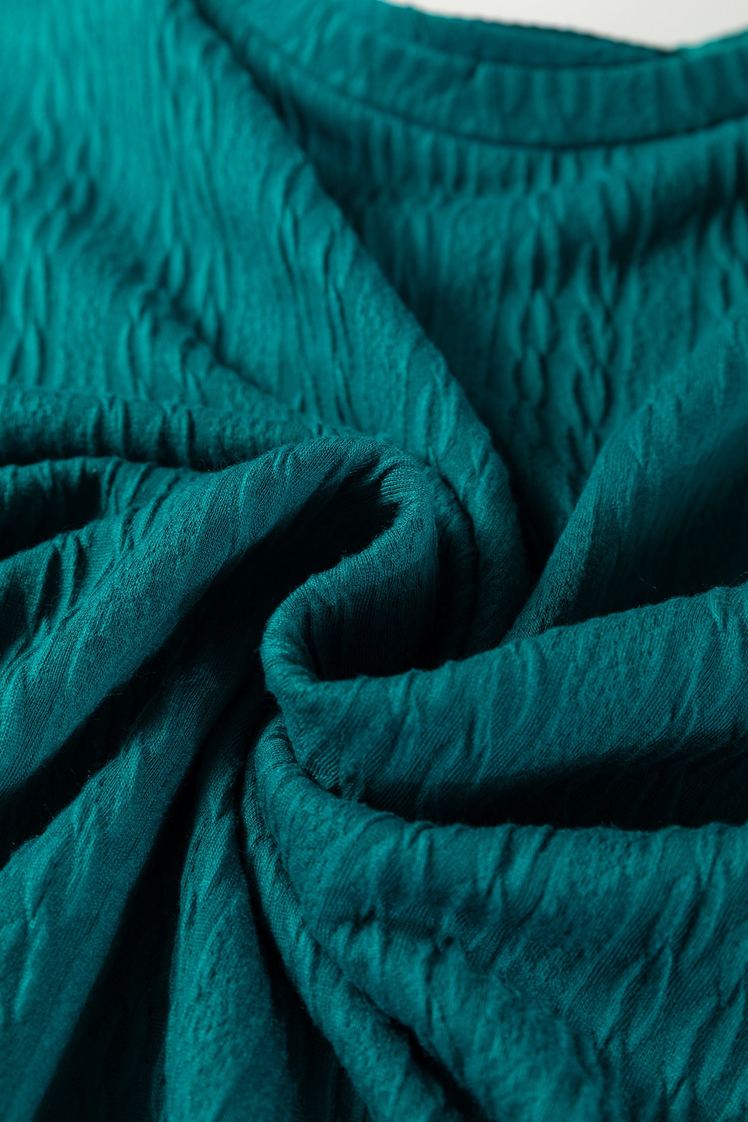 Sea Green Textured Round Neck Sweatshirt & Loose Drawstring High Waist Pant Set