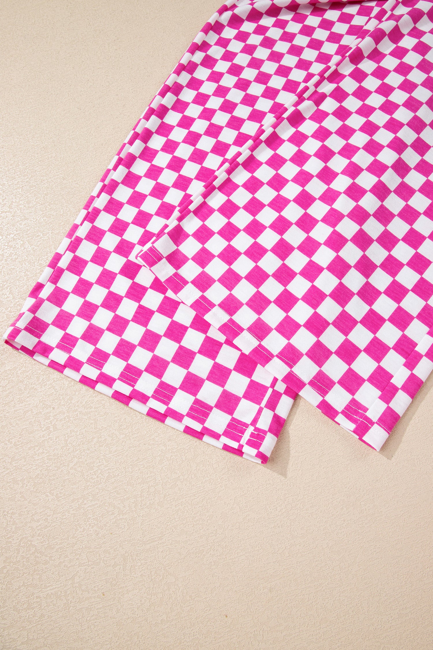 Rose Checkered Print Half Sleeve Tee 2pcs Lounge Pant Set