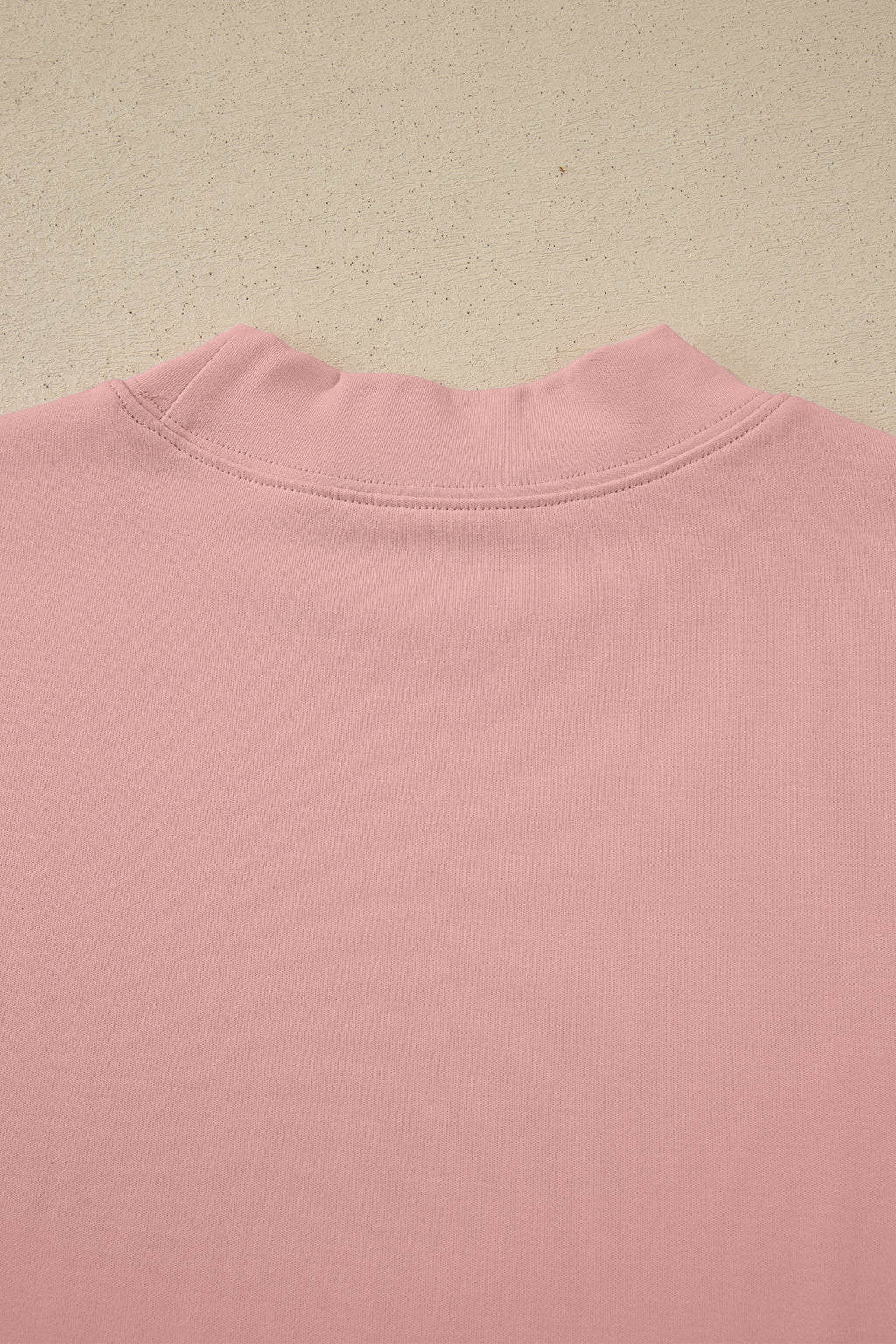Pink Solid Color High Neck Oversize Tee