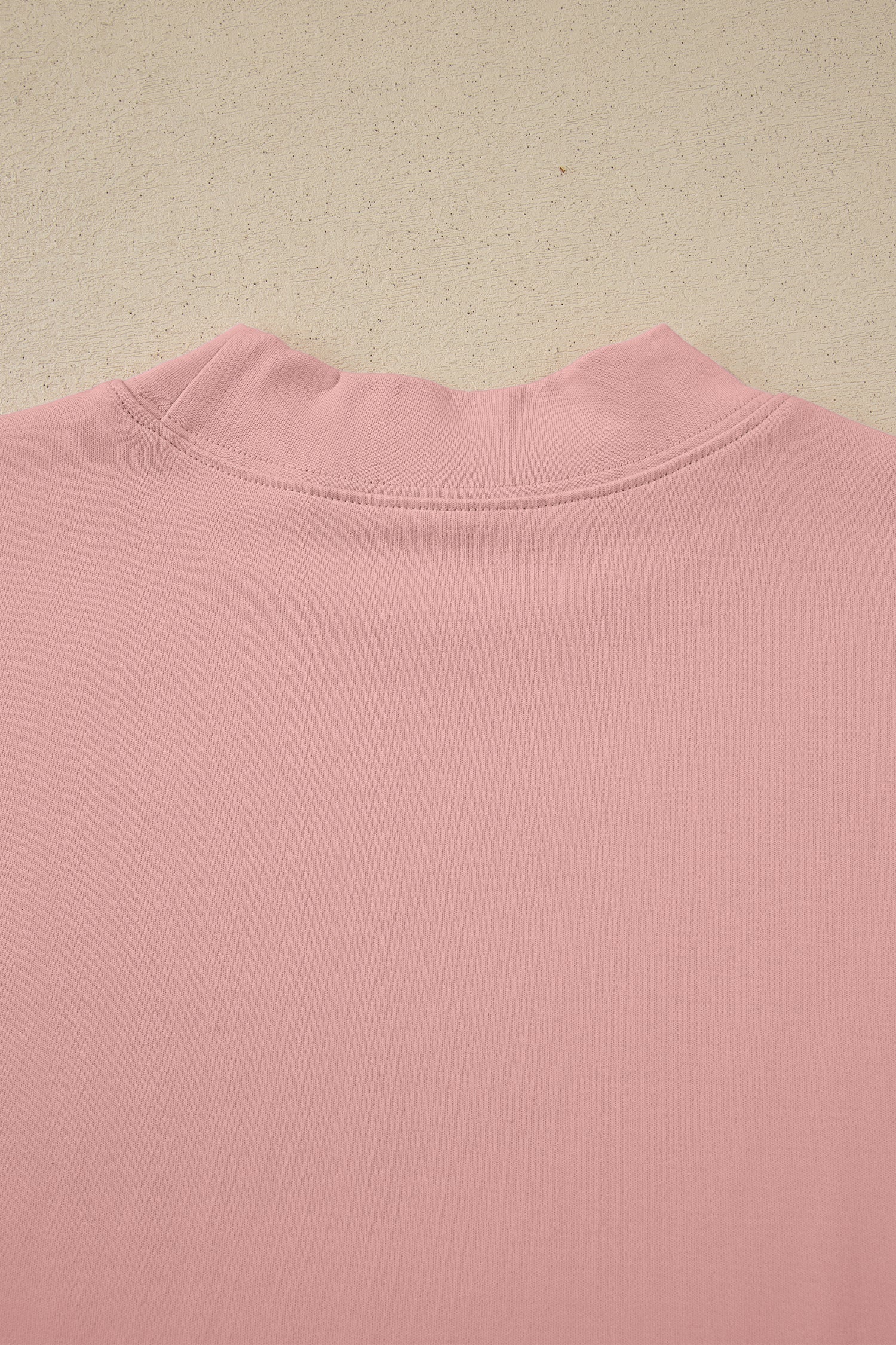 Pink Solid Color High Neck Oversize Tee