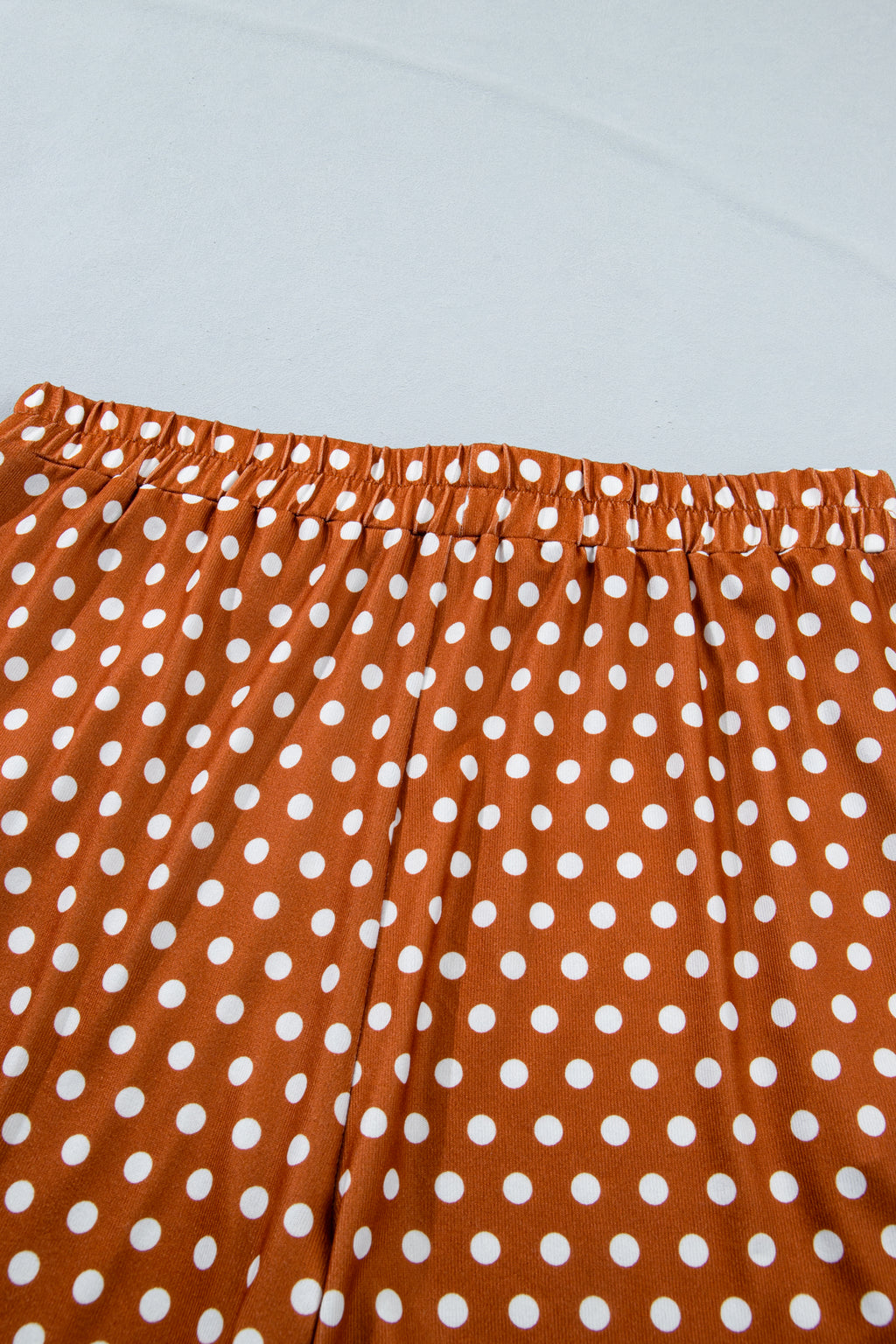 Brown Polka Dot Print Dropped Shoulder Tee Plus Size Short Set
