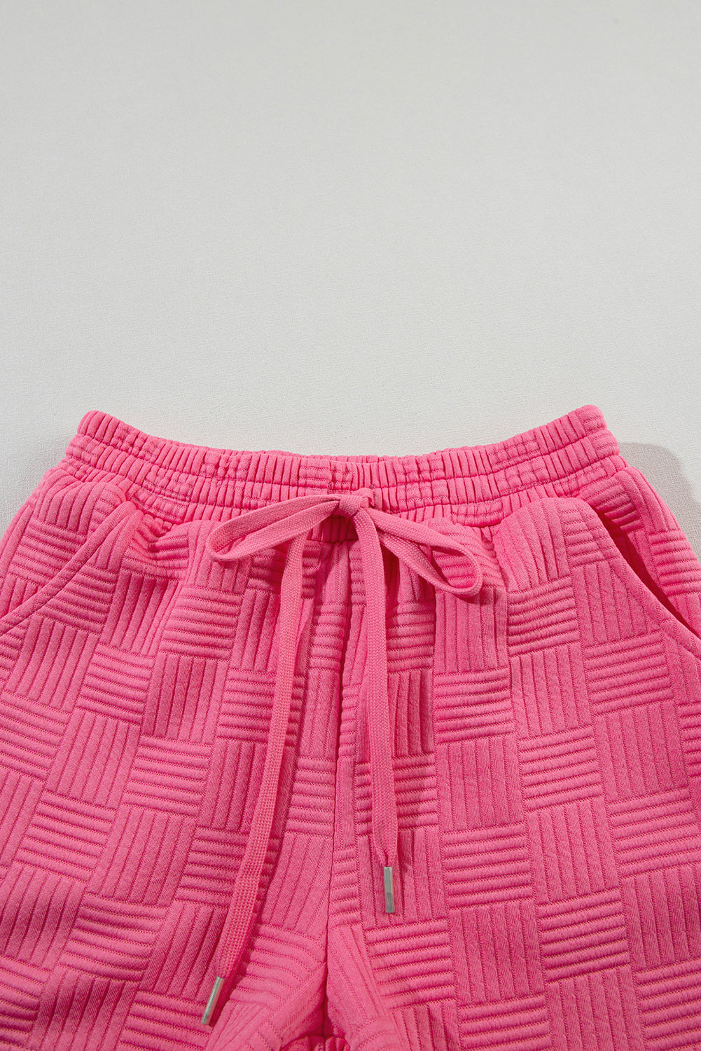 Bonbon Textured Ruffled Sleeve Tee and Drawstring Elastic Waistband Shorts Set